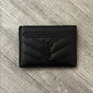 Saint Laurent Black Quilted Leather YSL Card Case